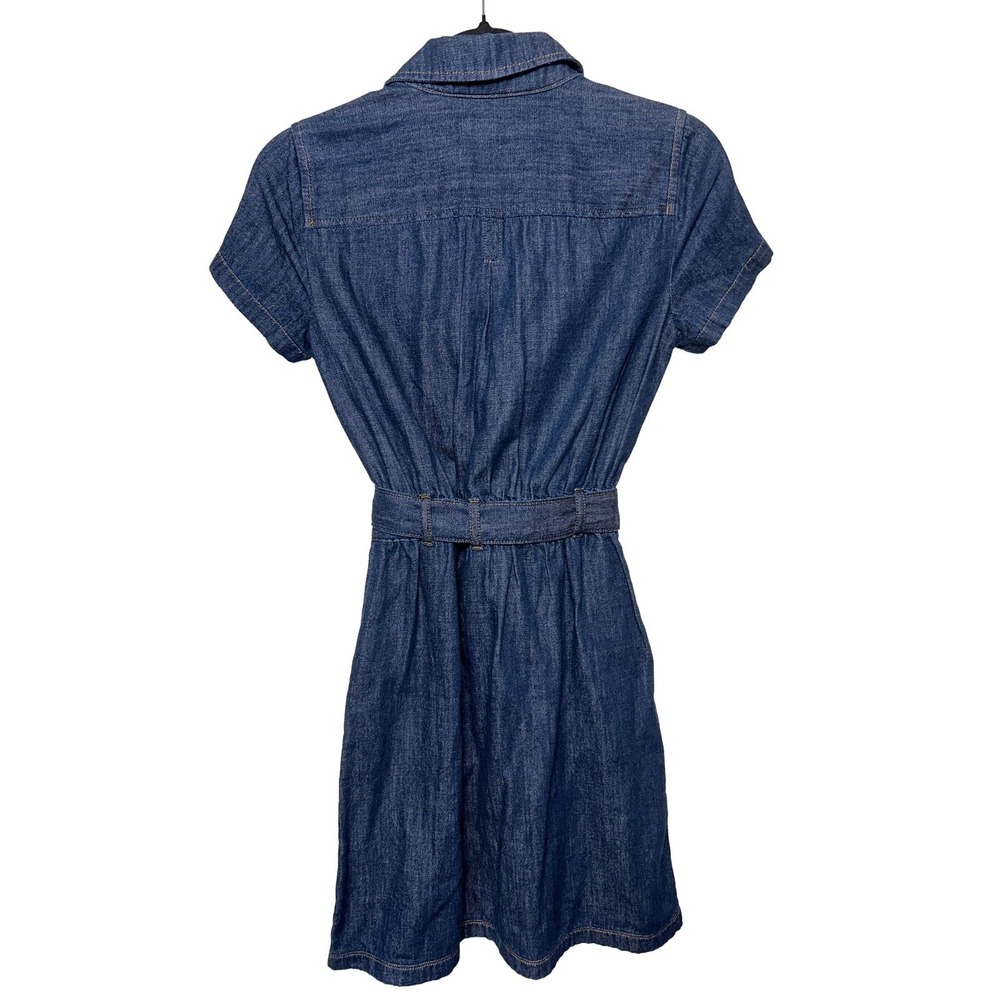 J. Crew‎ Denim Tie Waist Mini Dress Dark Blue Women's Size 0 EUC - Picture 5 of 7